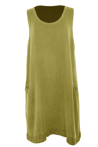 Sleeveless 2 Pocket Teabag Linen Dress