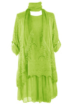 Load image into Gallery viewer, 3 Piece Broderie Anglaise Crochet Scarf Dress
