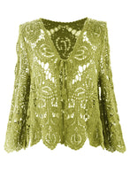 Load image into Gallery viewer, Tie Front Crochet Cardigan
