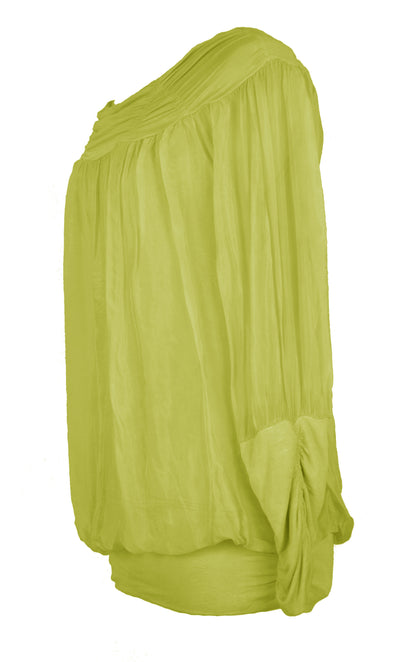 Ruched Neck Silk Blouse