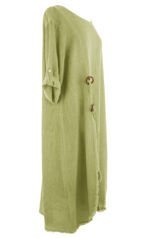 Slit Front Teabag Linen Dress