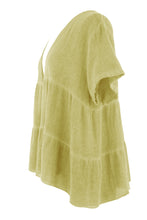 Load image into Gallery viewer, Button Tiered Linen Top
