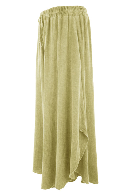Side Slit Wide Leg Teabag Linen Trouser