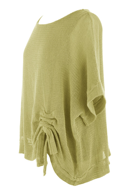 Tie Ruched Detail Mesh Top
