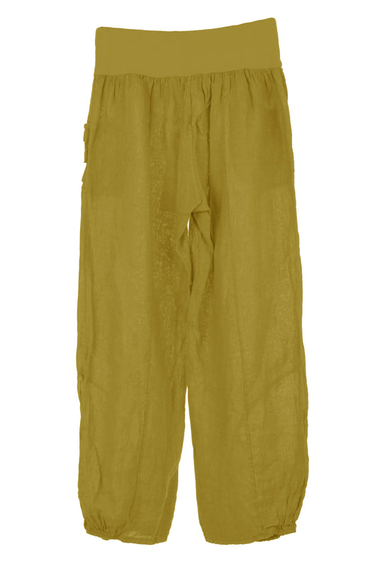 Ruched Ankle Linen Trouser