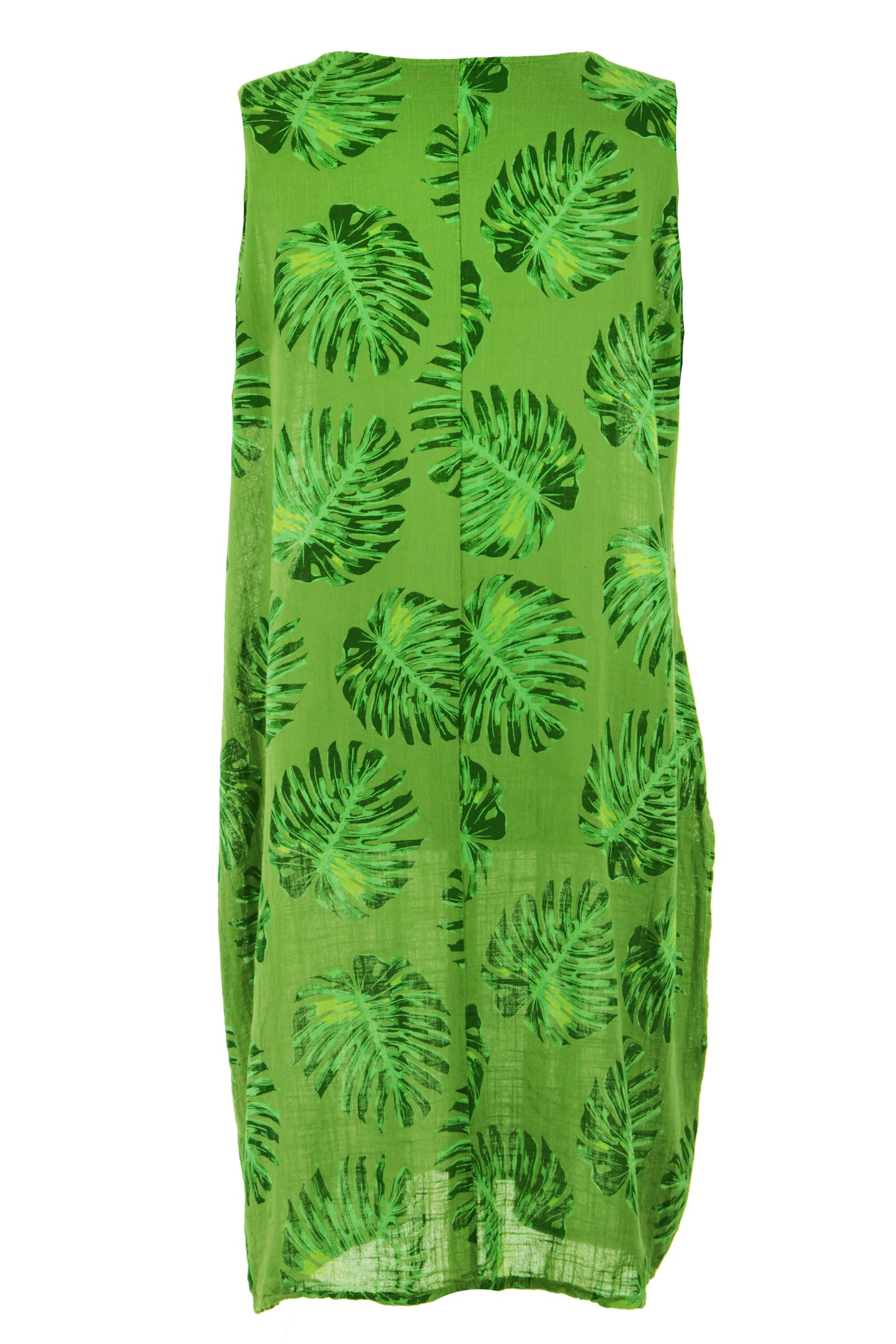 Sleeveless 2 Pocket Palm Print Dress