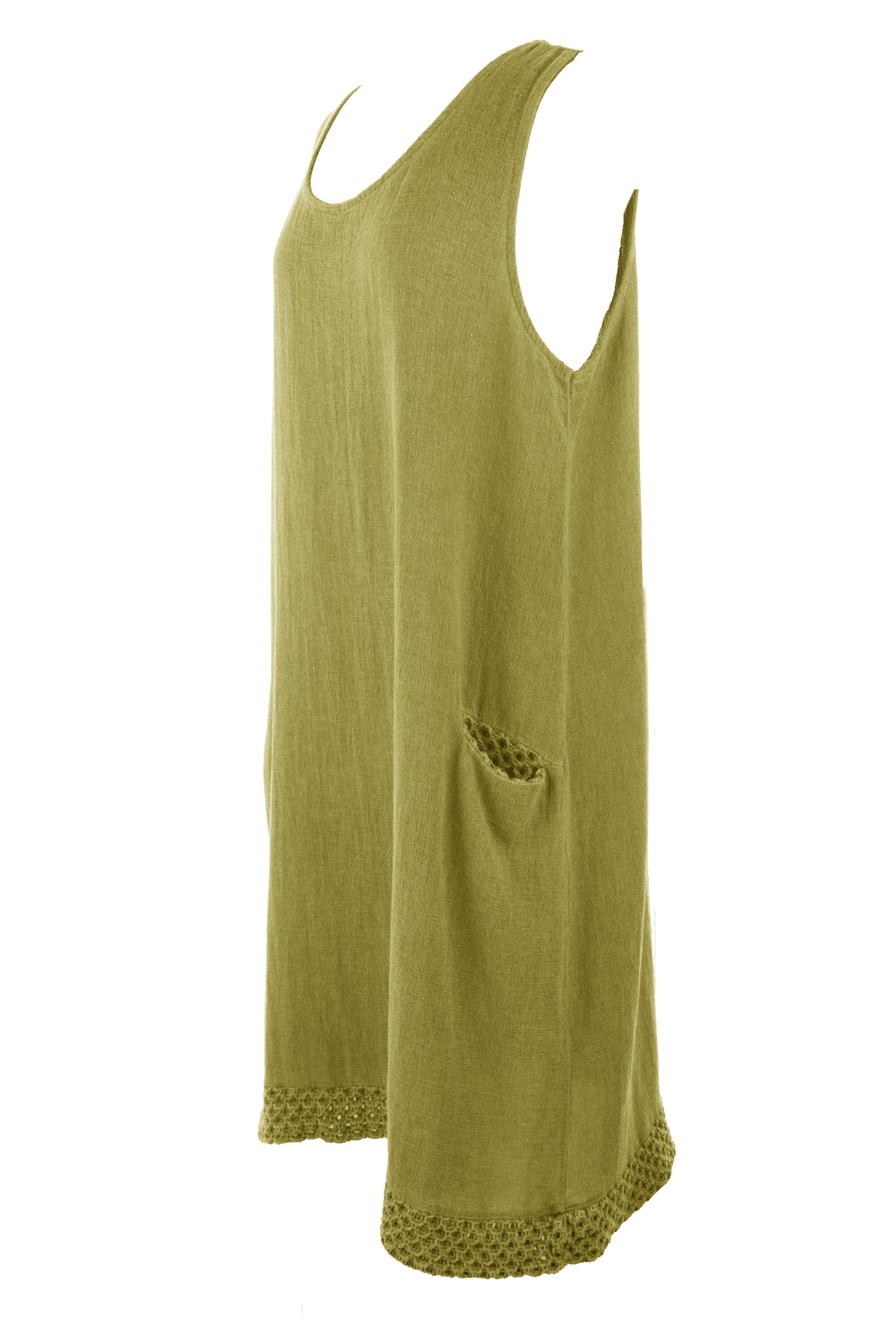 Sleeveless 2 Pocket Teabag Linen Dress