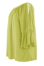 Load image into Gallery viewer, Crochet Trim Cut-out Shoulder Top

