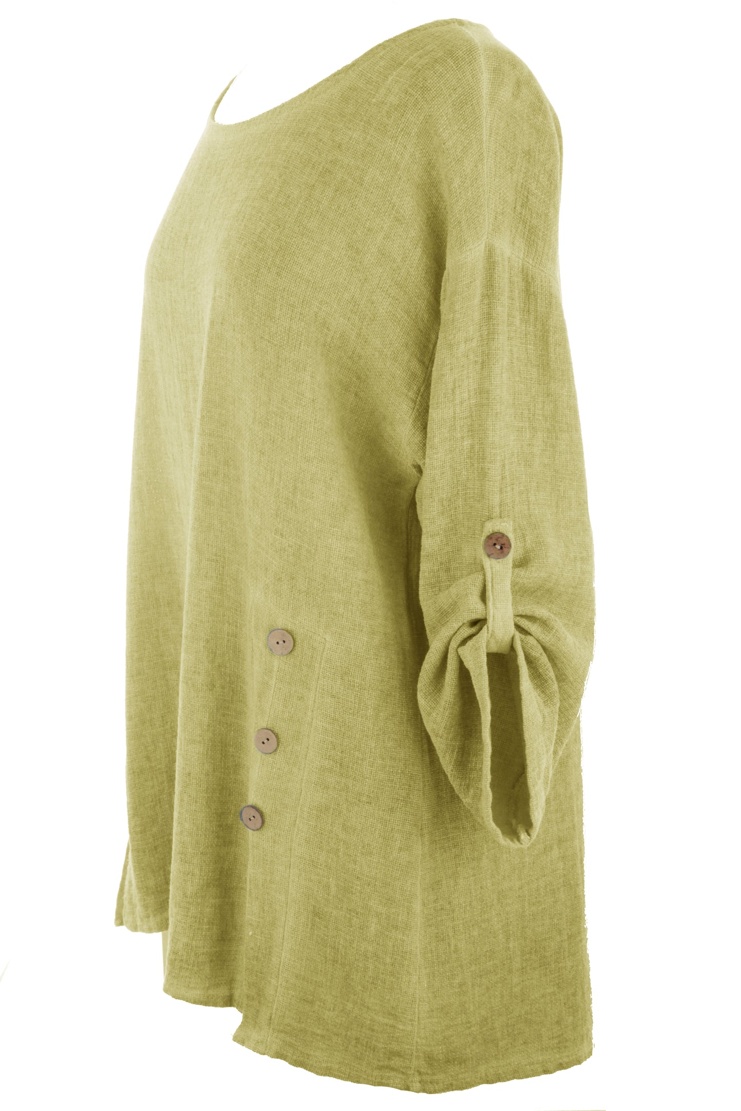 Cutout Button Detail Hopsack Top