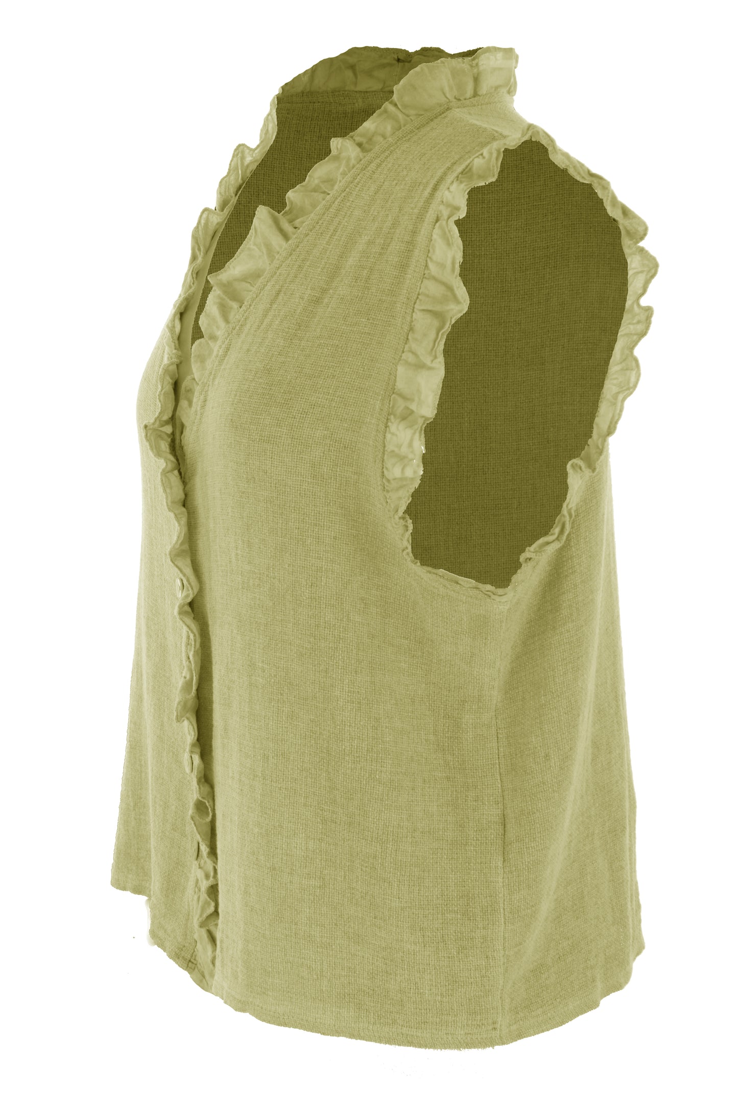 Sleeveless Frill Trim Teabag Top