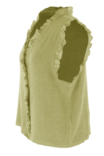 Sleeveless Frill Trim Teabag Top