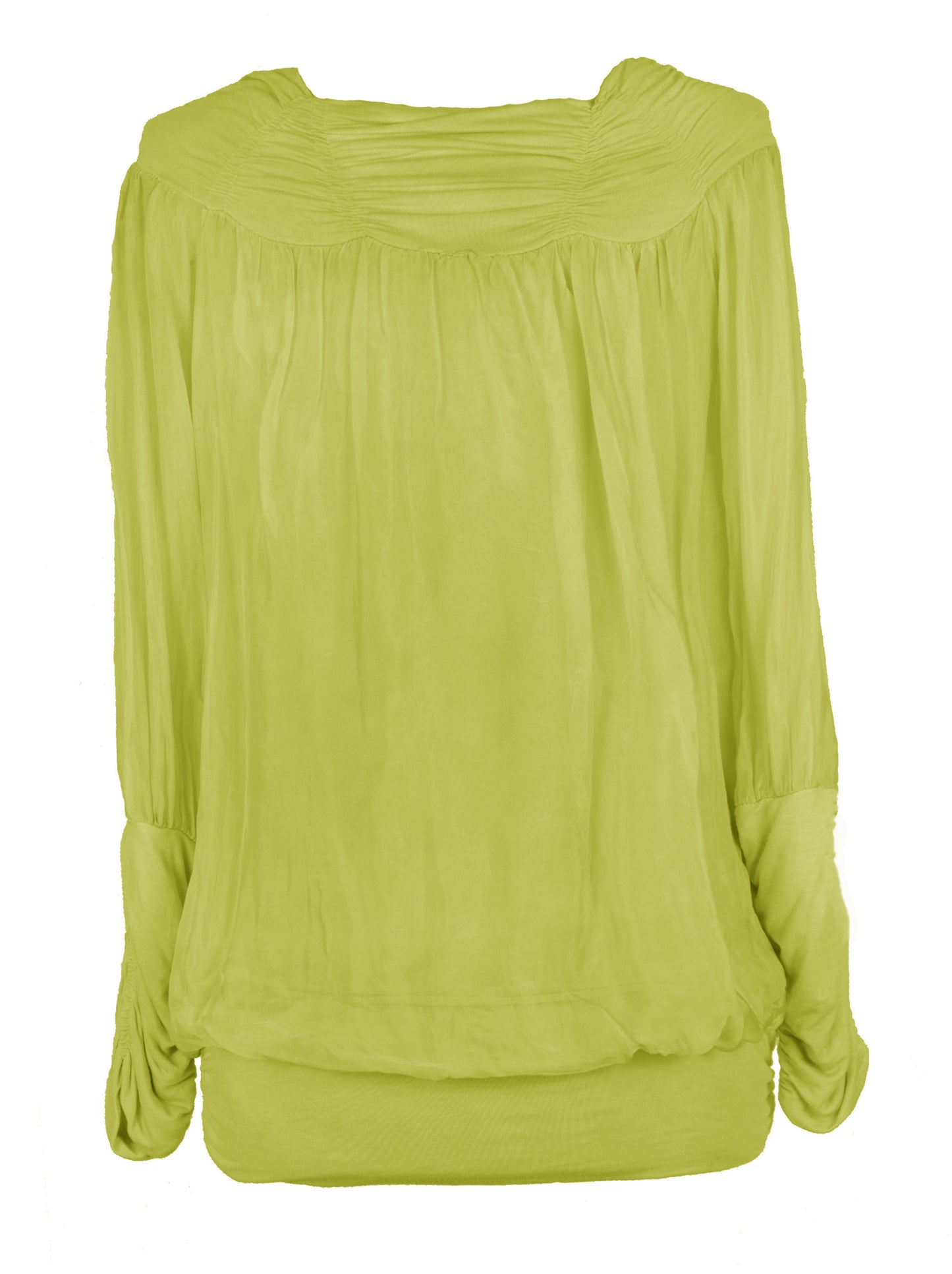 Ruched Neck Silk Blouse