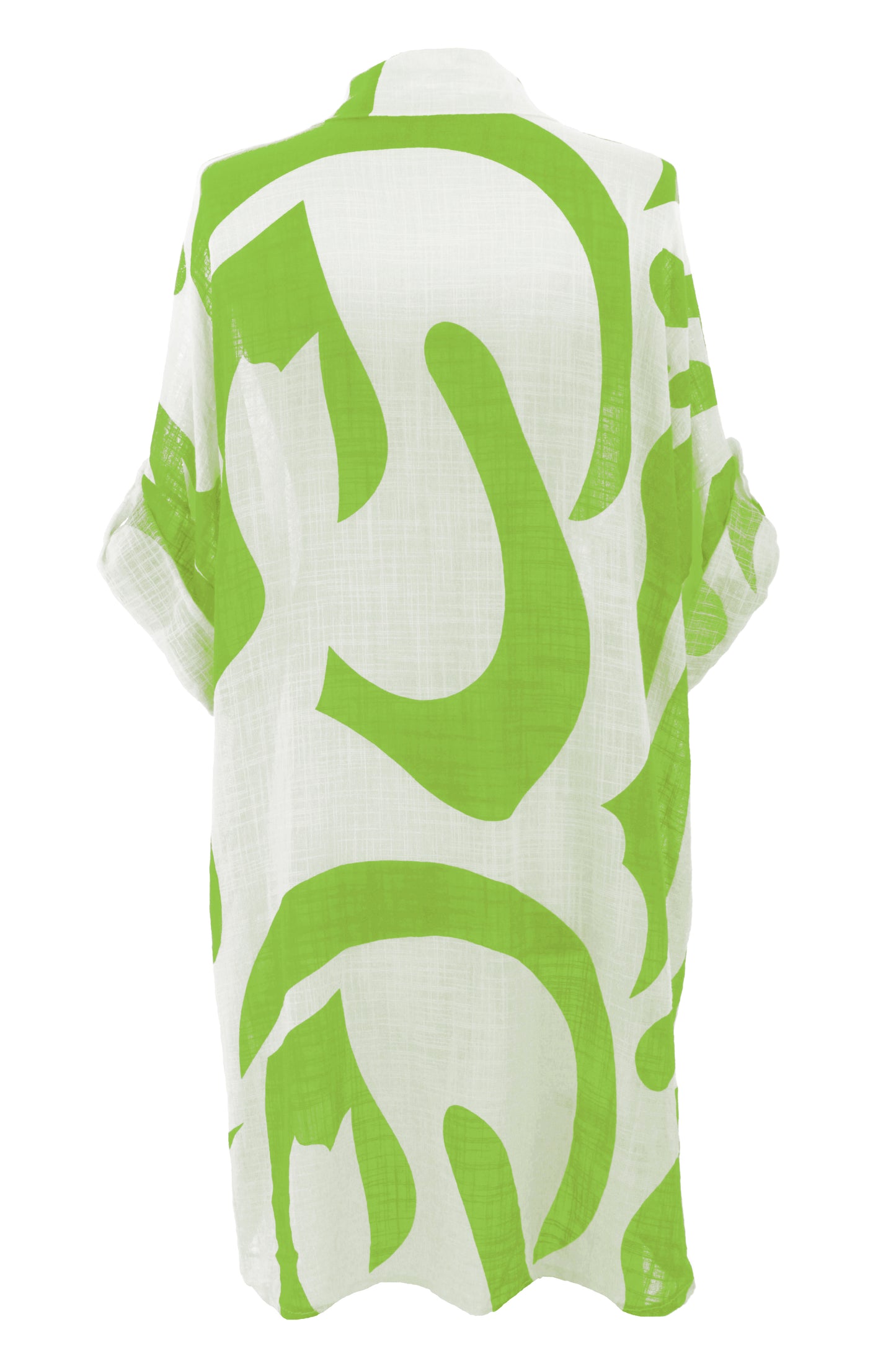 Abstract Print Longline Linen Shirt