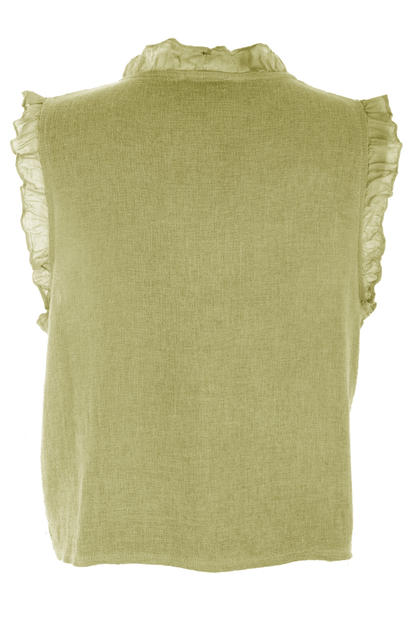 Sleeveless Frill Trim Teabag Top