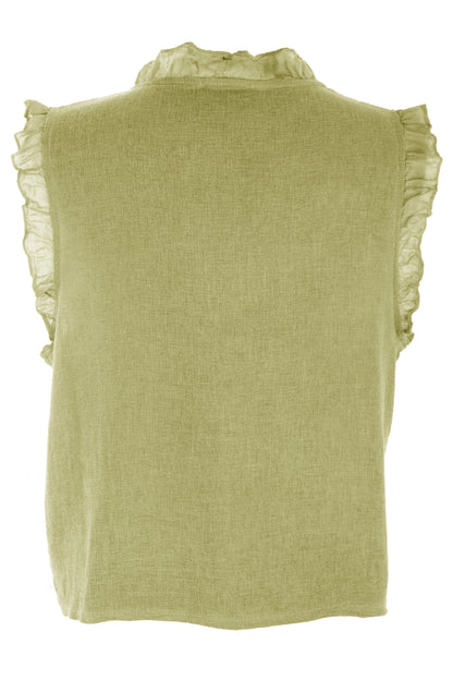 Sleeveless Frill Trim Teabag Top