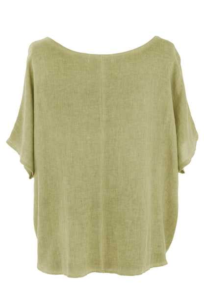 Pleat Detail Teabag Linen Top