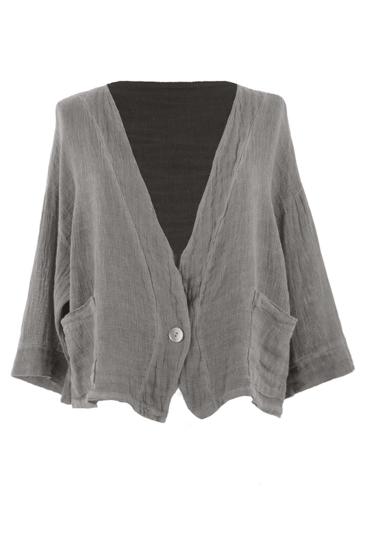 One Button Teabag Linen Jacket