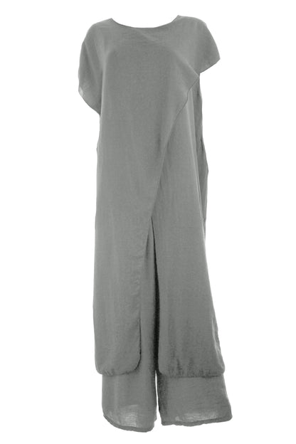 Crossover Tunic Top Wide Leg Trouser Set