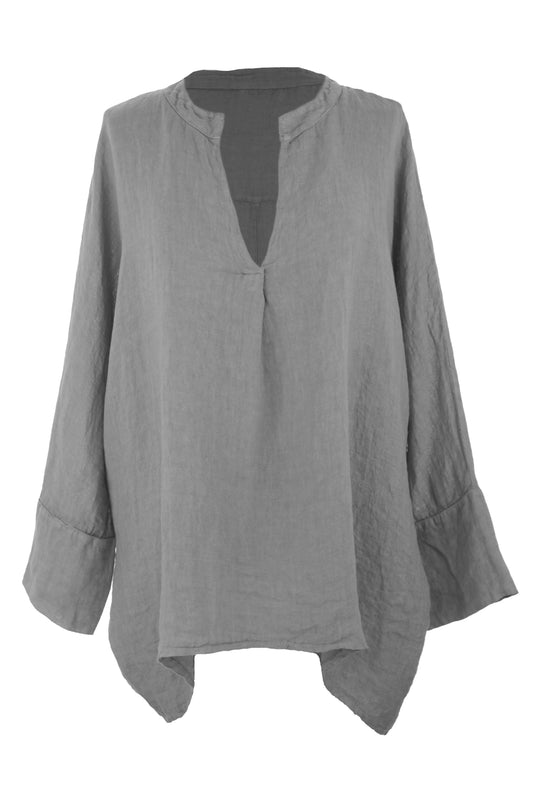 Collar V Neck Linen Top