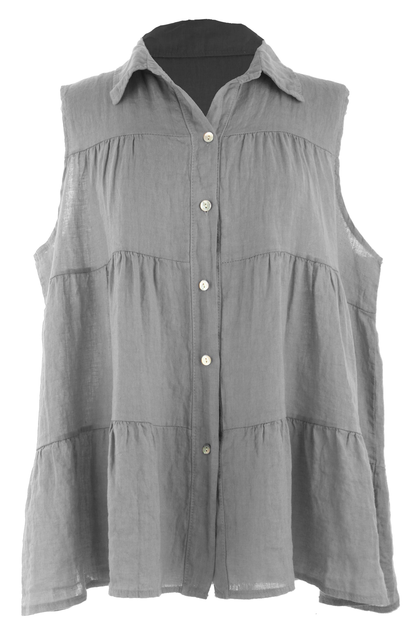 Sleeveless Tiered Linen Top