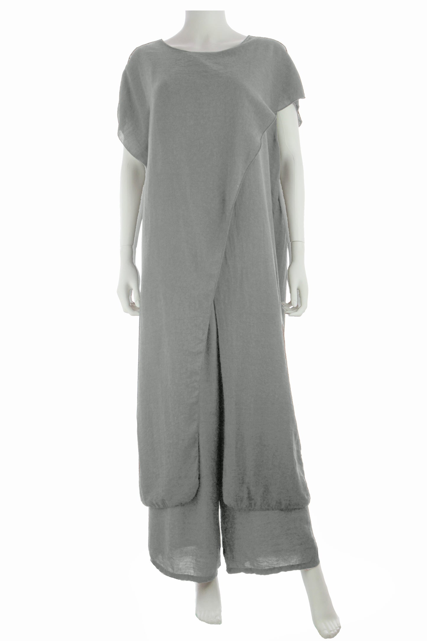 Crossover Tunic Top Wide Leg Trouser Set