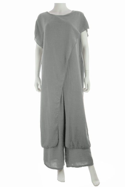 Crossover Tunic Top Wide Leg Trouser Set
