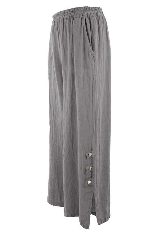 Tab Button Detail Linen Trouser