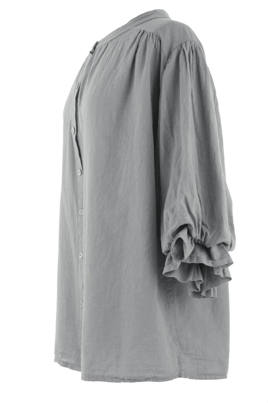 3/4 Balloon Sleeve Linen Shirt