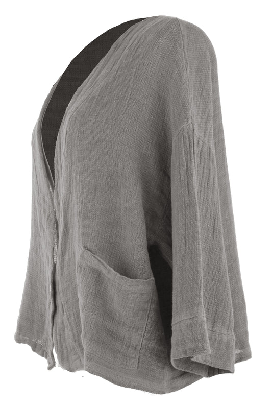 One Button Teabag Linen Jacket