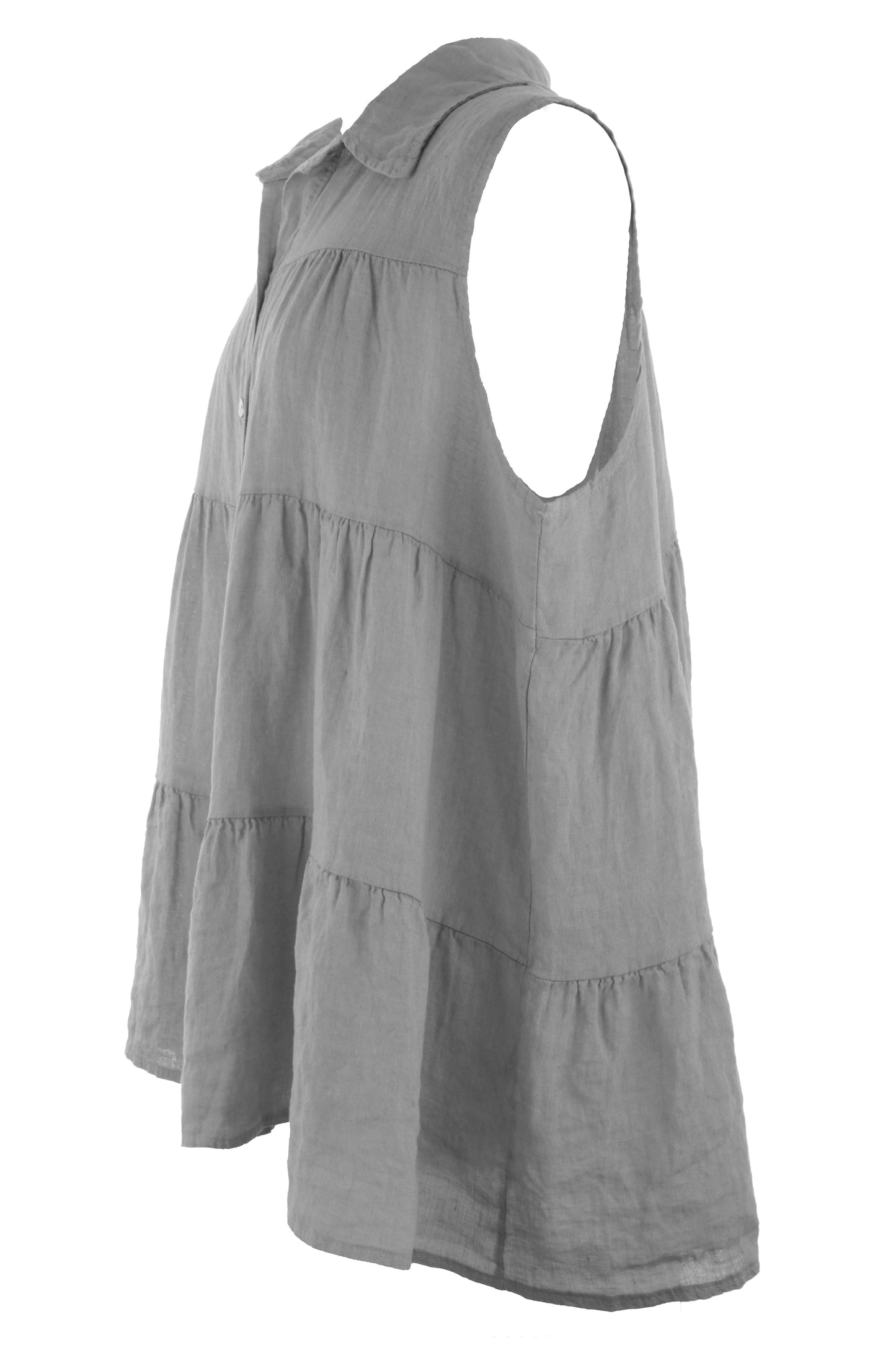 Sleeveless Tiered Linen Top
