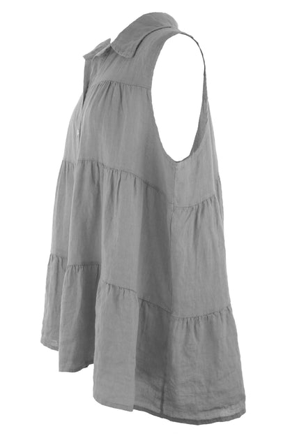 Sleeveless Tiered Linen Top