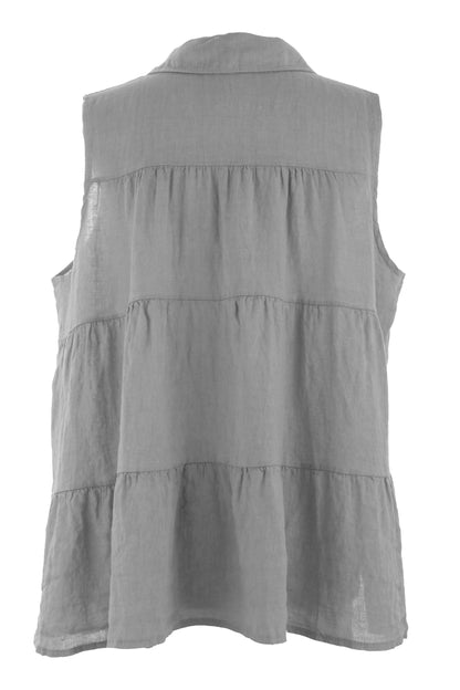 Sleeveless Tiered Linen Top