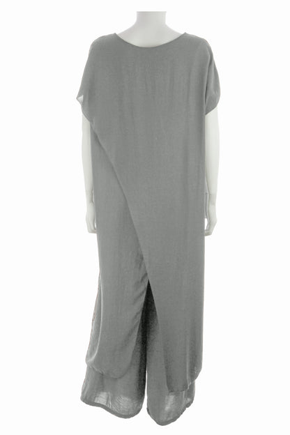 Crossover Tunic Top Wide Leg Trouser Set