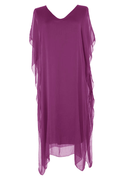 Batwing Silk Kaftan Midi
