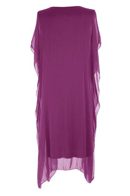 Batwing Silk Kaftan Midi