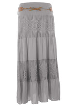 Load image into Gallery viewer, Crochet Tiered Belt Midi Skirt
