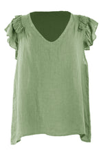 Load image into Gallery viewer, Sleeveless Frill Shoulder Linen Top
