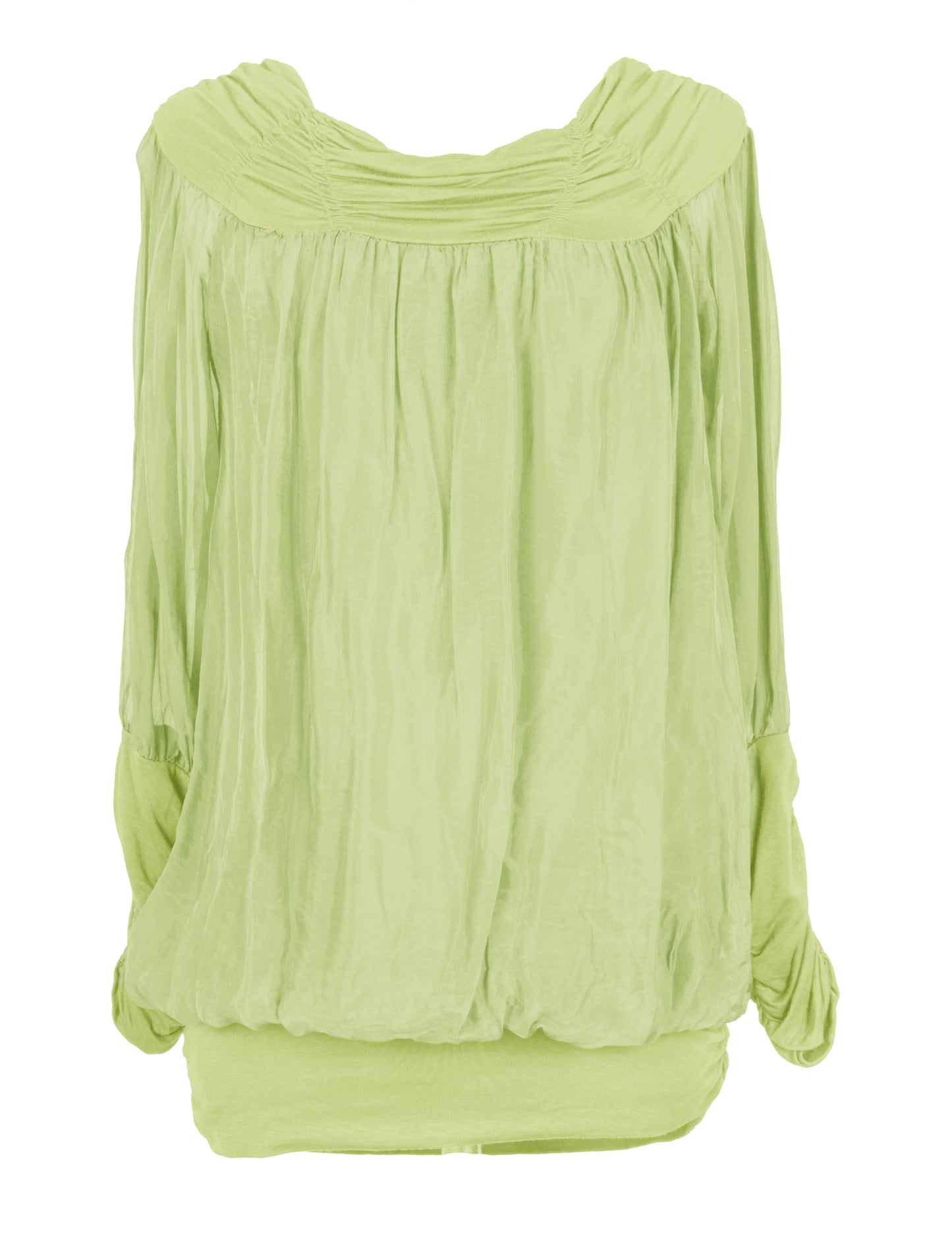 Ruched Neck Silk Blouse