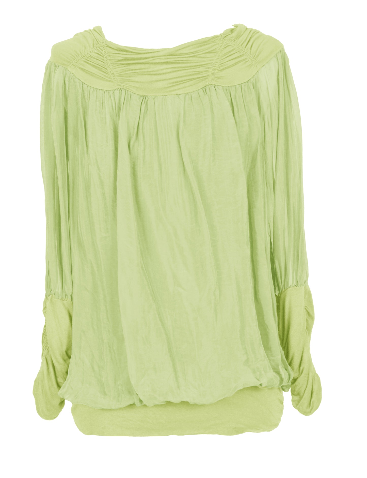 Ruched Neck Silk Blouse