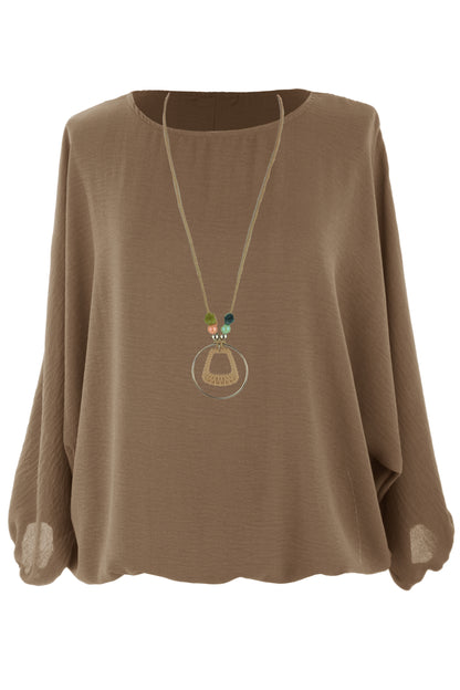 Puffball Hem Necklace Top