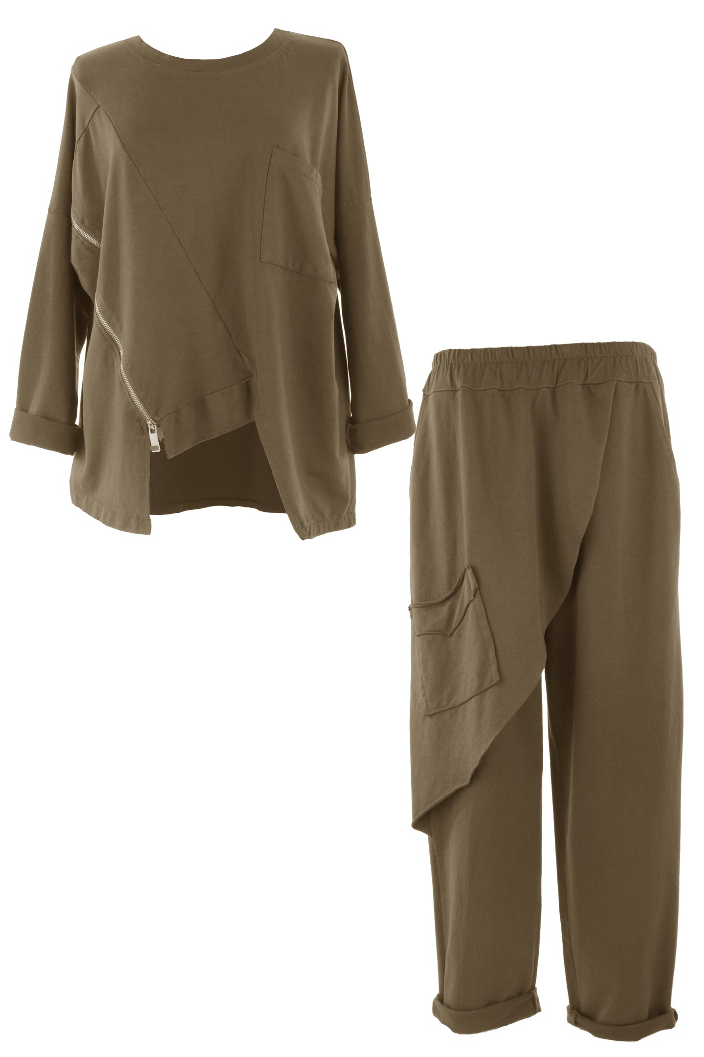Zip Detail Sweatshirt Jogger Set