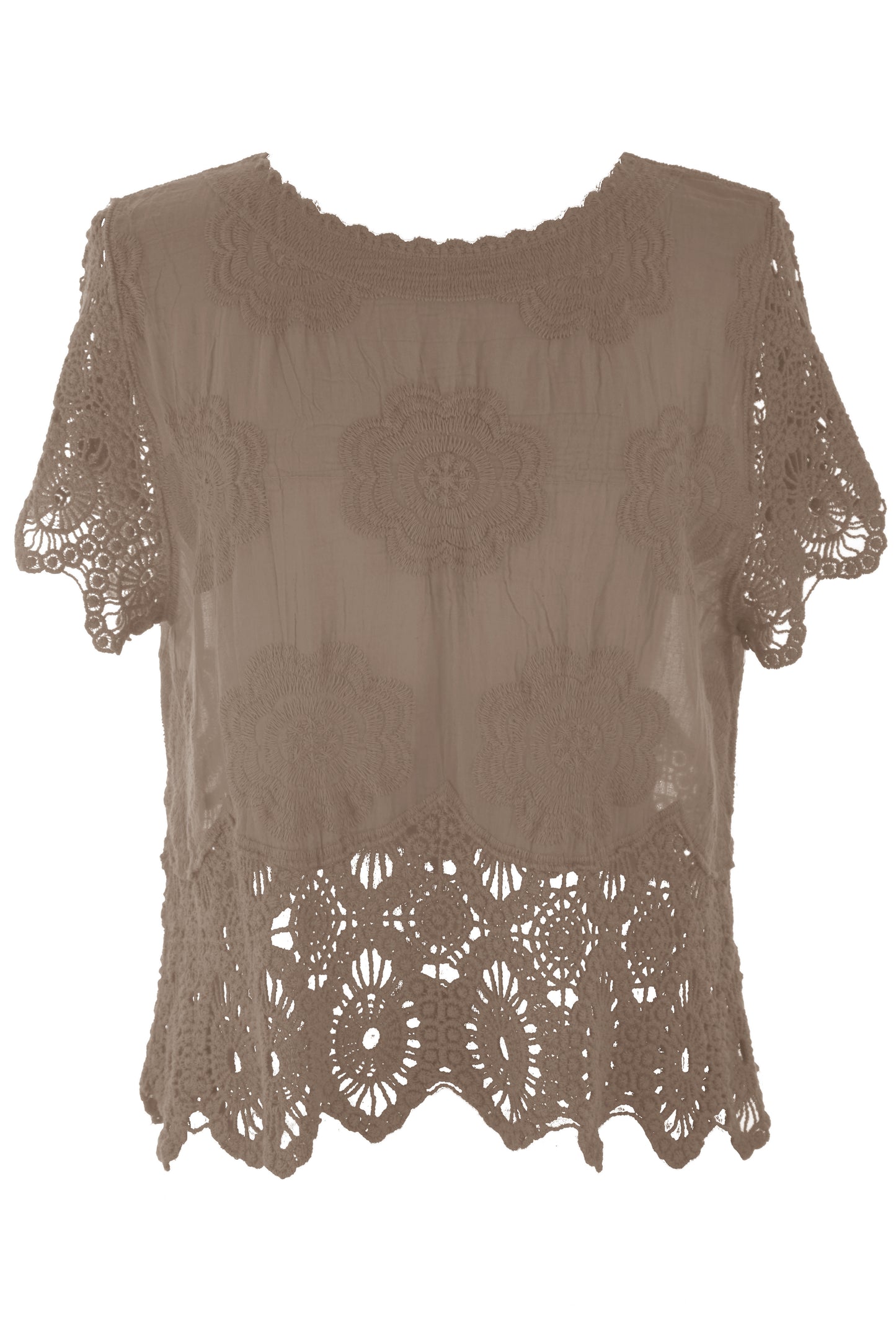 Crochet Trim Cotton Top