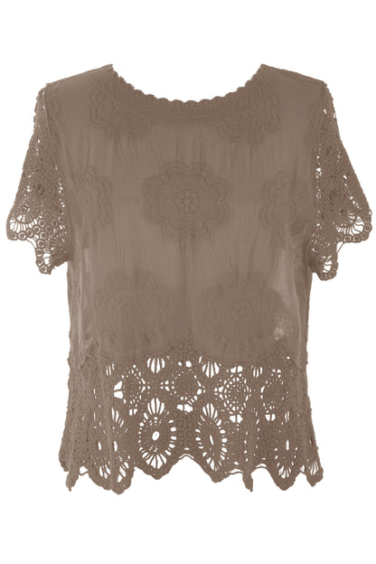 Crochet Trim Cotton Top