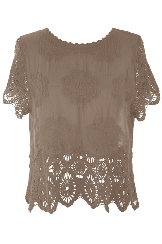 Crochet Trim Cotton Top
