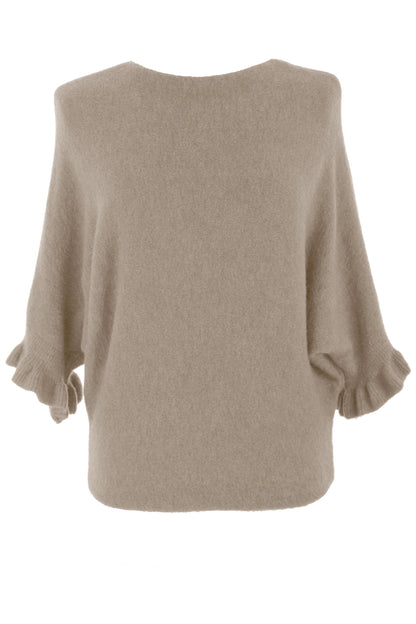 Frill Batwing Soft Knit Wool Jumper