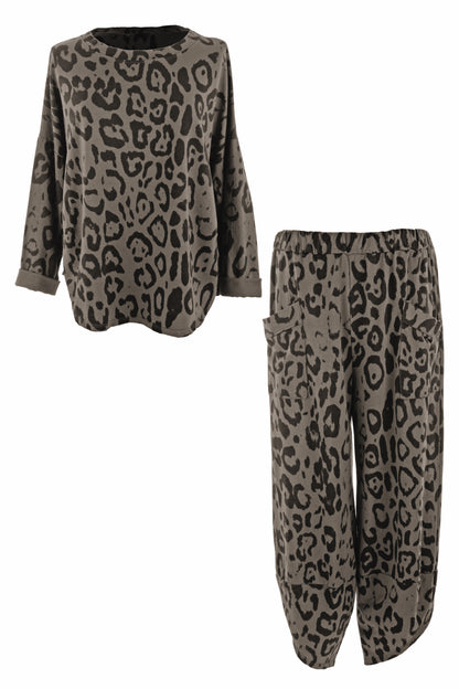 Leopard Print Sweatshirt Jogger Set