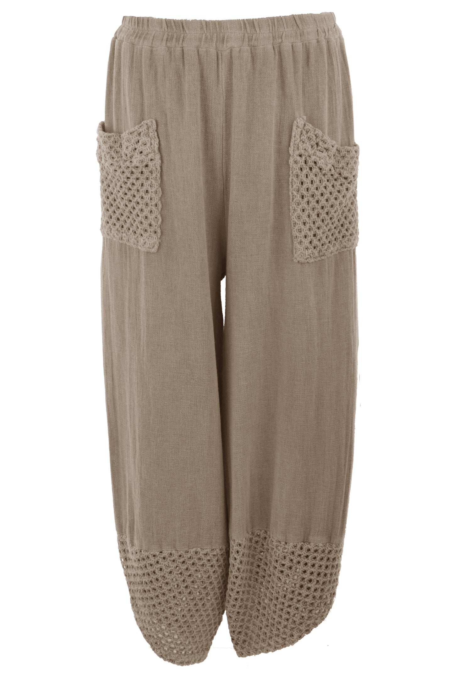 2 Crochet Pocket Barrel Leg Teabag Trouser