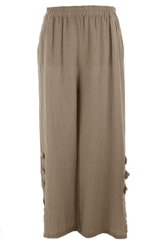 Tab Button Detail Linen Trouser