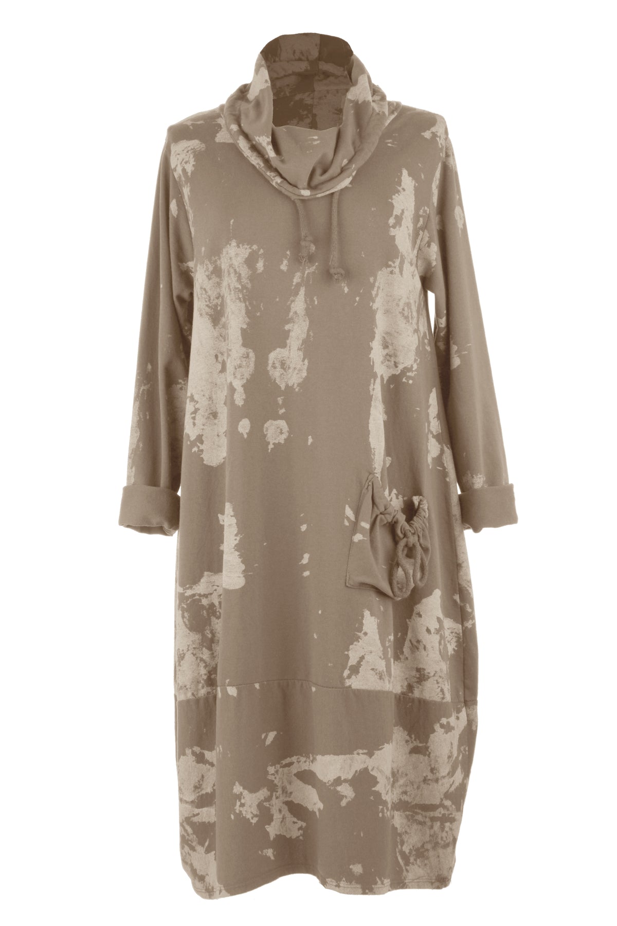 Abstract Print Cowl Neck Dress