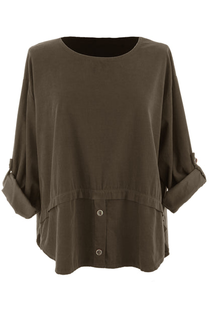 Button Detail Layer Corduroy Top